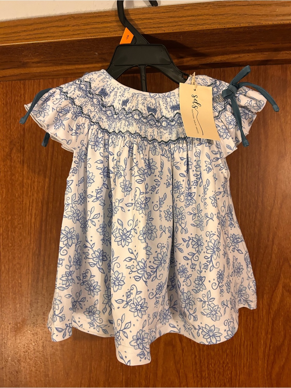 Smocked Blue Floral w/Bloomers
